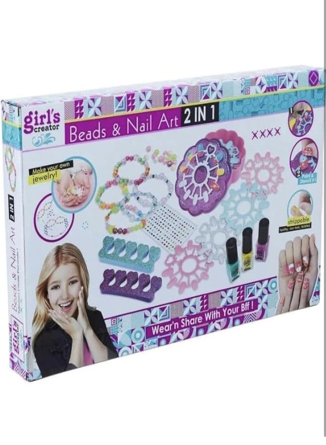 richtots Premium 2 in 1 Hair Beads & Nail Art Kit (Pink) - Image 5